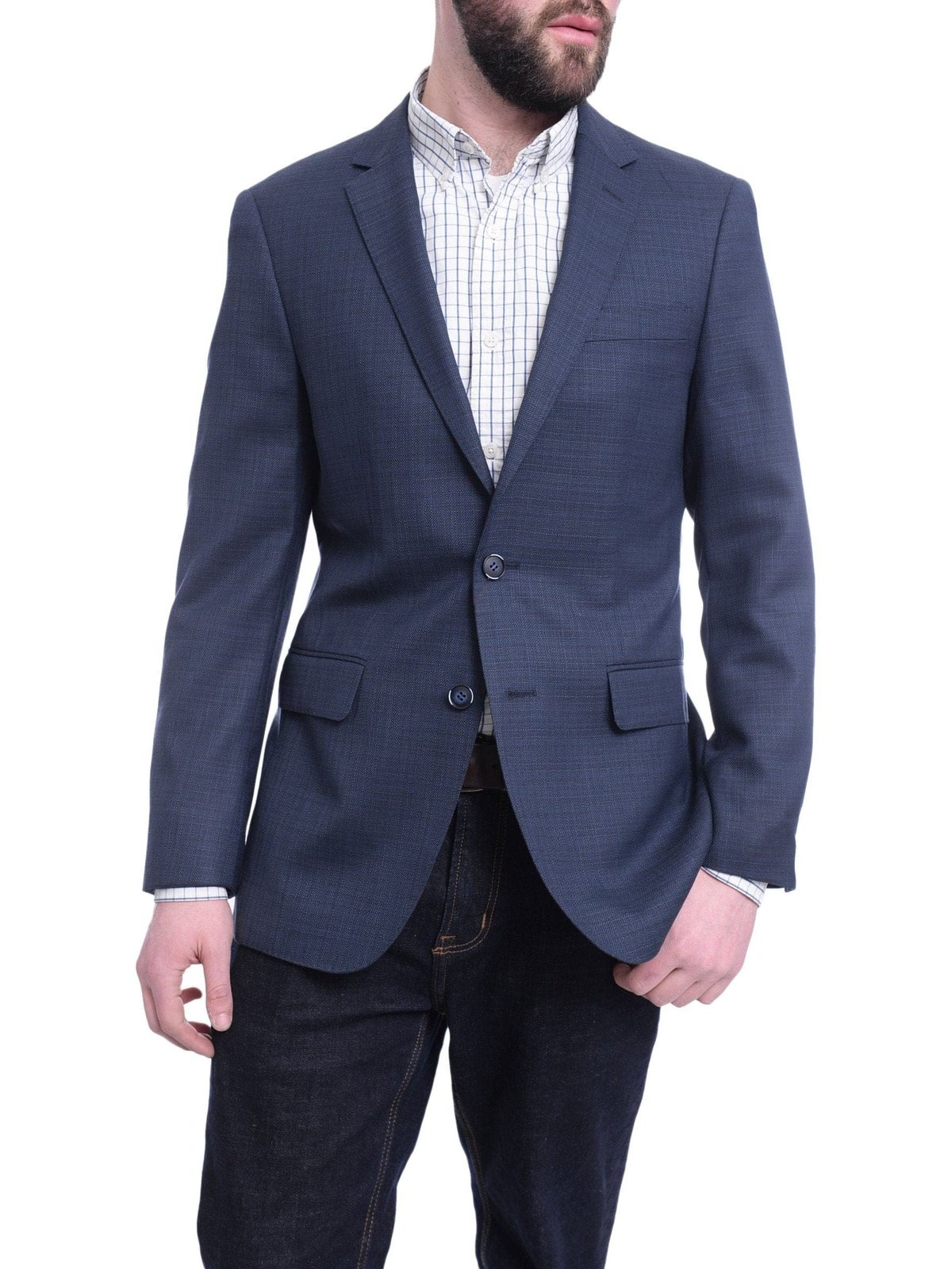 Arthur Black BLAZERS Arthur Black Slim Fit Blue Basketweave Two Button Wool Blazer Sportcoat