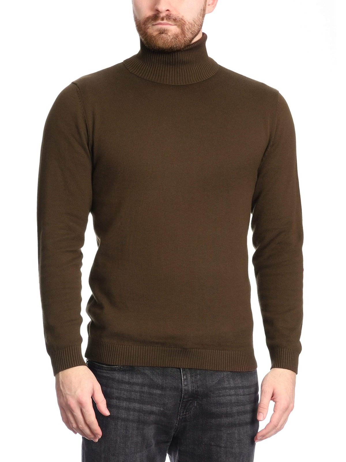 Arthur Black Default Category Migrated Arthur Black Men's Solid Brown Pullover Cotton Blend Turtleneck Sweater Shirt