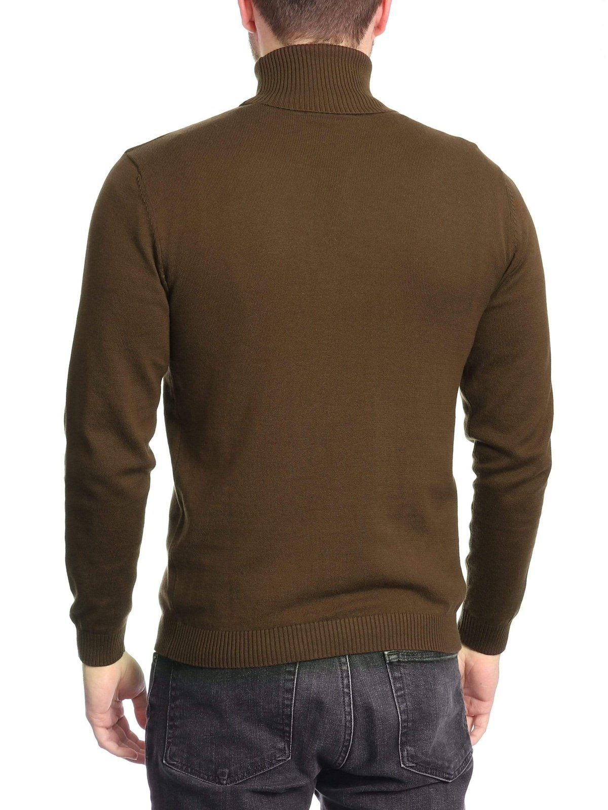 Arthur Black Default Category Migrated Arthur Black Men's Solid Brown Pullover Cotton Blend Turtleneck Sweater Shirt