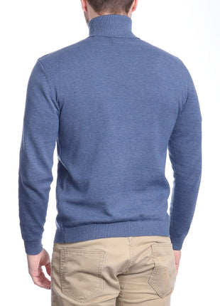 Arthur Black Default Category Migrated Arthur Black Men's Solid Heather Blue Pullover Cotton Blend Turtleneck Sweater