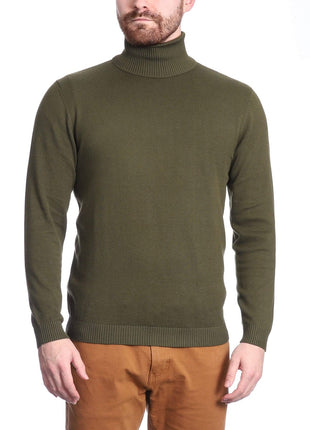 Arthur Black Default Category Migrated Arthur Black Men's Solid Olive Green Pullover Cotton Blend Turtleneck Sweater