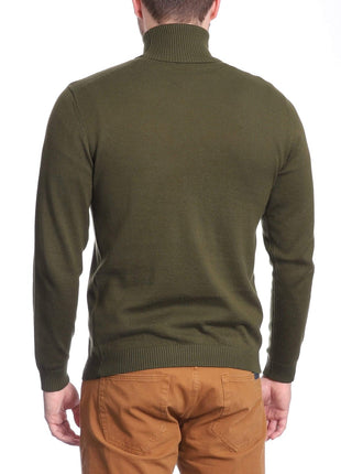 Arthur Black Default Category Migrated Arthur Black Men's Solid Olive Green Pullover Cotton Blend Turtleneck Sweater