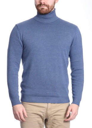 Arthur Black Default Category Migrated Heather Blue / 4XL Arthur Black Men's Solid Heather Blue Pullover Cotton Blend Turtleneck Sweater