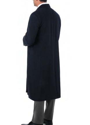 Arthur Black OUTERWEAR Men's Regular Fit Navy Blue Full Length Wool Cashmere Overcoat Topcoat