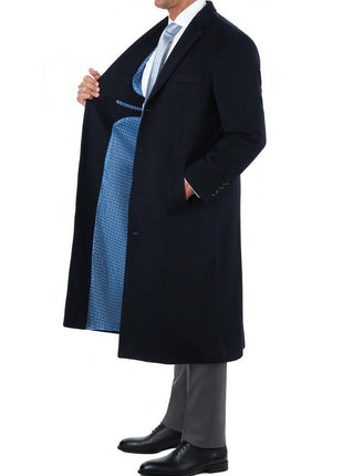 Arthur Black OUTERWEAR Men's Regular Fit Navy Blue Full Length Wool Cashmere Overcoat Topcoat