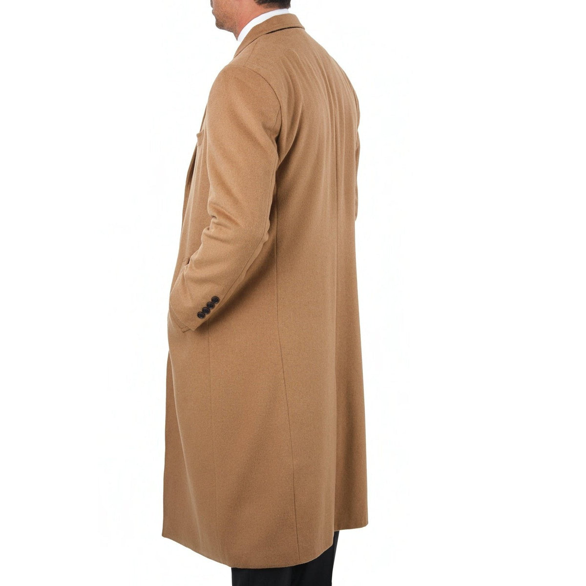 Arthur Black OUTERWEAR Mens Regular Fit Solid Camel Tan Full Length Wool Cashmere Overcoat Top Coat