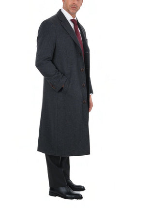 Arthur Black OUTERWEAR Mens Regular Fit Solid Charcoal Gray Full Length Wool Cashmere Overcoat Top Coat