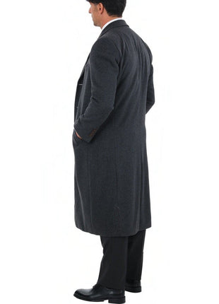 Arthur Black OUTERWEAR Mens Regular Fit Solid Charcoal Gray Full Length Wool Cashmere Overcoat Top Coat