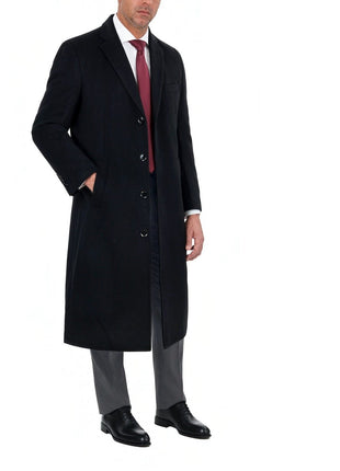 Arthur Black OUTERWEAR Regular Fit Solid Full Length Wool Cashmere Overcoat