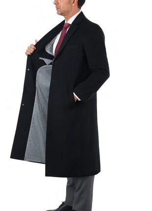 Arthur Black OUTERWEAR Regular Fit Solid Full Length Wool Cashmere Overcoat