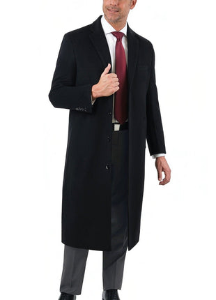 Arthur Black OUTERWEAR Regular Fit Solid Full Length Wool Cashmere Overcoat