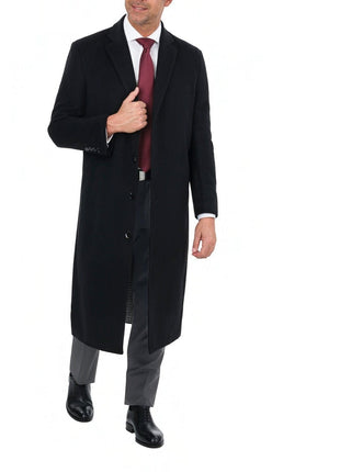 Arthur Black OUTERWEAR Regular Fit Solid Full Length Wool Cashmere Overcoat