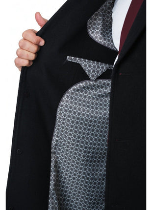 Arthur Black OUTERWEAR Regular Fit Solid Full Length Wool Cashmere Overcoat