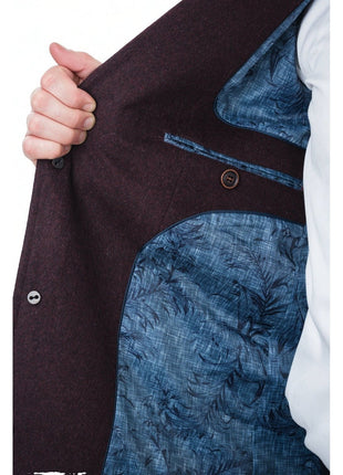 Arthur Black OUTERWEAR The Suit Depot Men's Wool Cashmere Single Breasted Burgundy 3/4 Length Top Coat