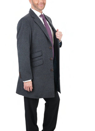 Arthur Black OUTERWEAR The Suit Depot Men's Wool Cashmere Single Breasted Charcoal 3/4 Length Top Coat