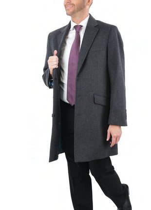Arthur Black OUTERWEAR The Suit Depot Men's Wool Cashmere Single Breasted Charcoal 3/4 Length Top Coat