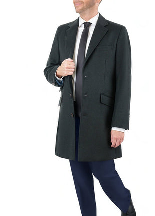 Arthur Black OUTERWEAR The Suit Depot Men's Wool Cashmere Single Breasted Hunter Green 3/4 Length Top Coat