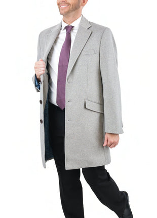 Arthur Black OUTERWEAR The Suit Depot Men's Wool Cashmere Single Breasted Light Gray 3/4 Length Top Coat