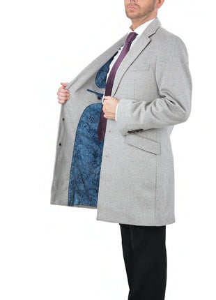 Arthur Black OUTERWEAR The Suit Depot Men's Wool Cashmere Single Breasted Light Gray 3/4 Length Top Coat