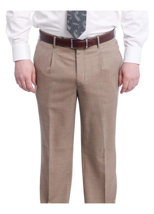 Arthur Black PANTS Arthur Black Classic Fit Light Brown Birdseye Single Pleated Wool Dress Pants
