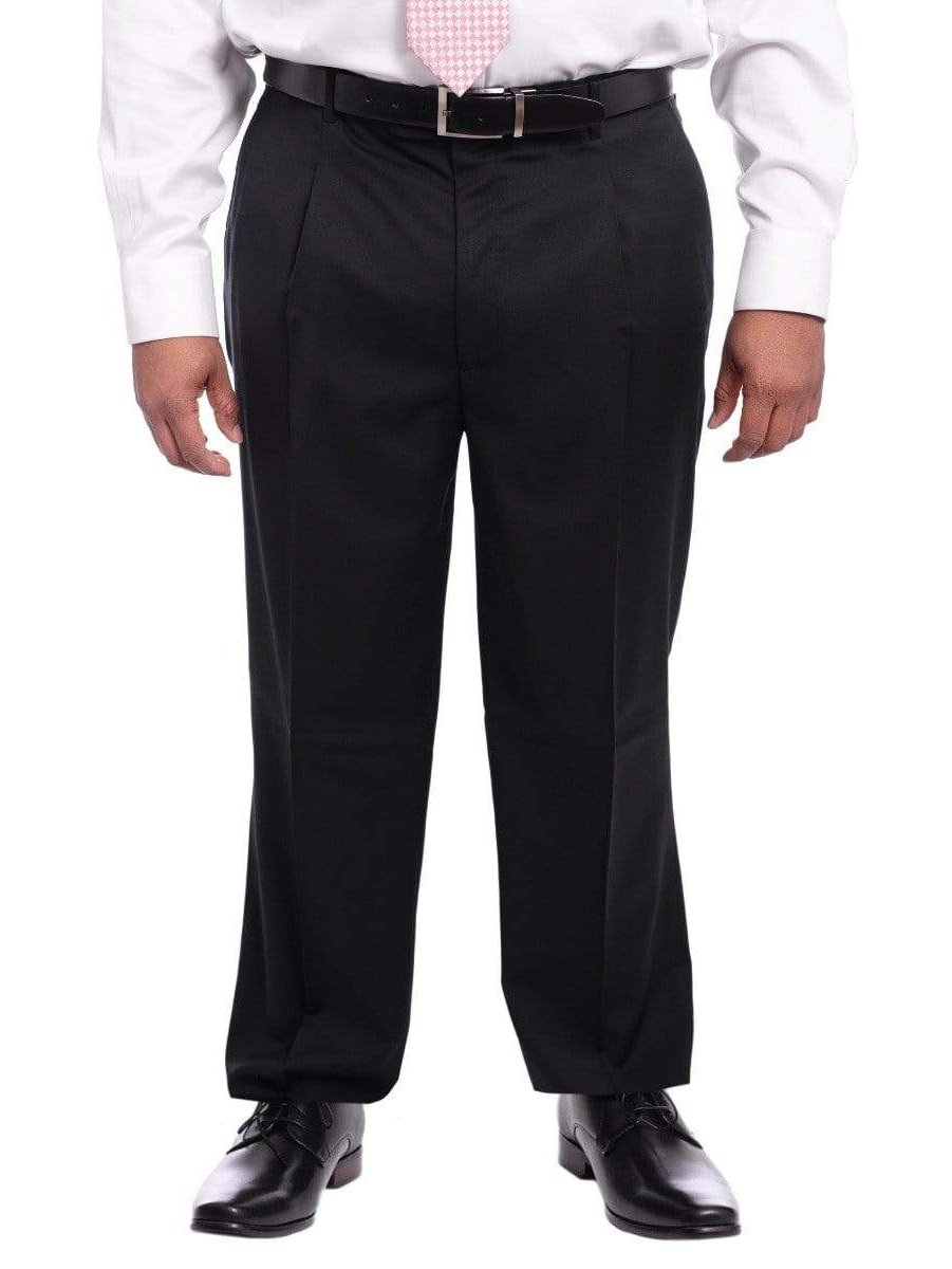 Arthur Black PANTS Arthur Black Classic Fit Solid Black Single Pleated Wool Dress Pants