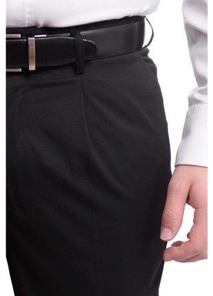 Arthur Black PANTS Arthur Black Classic Fit Solid Black Single Pleated Wool Dress Pants