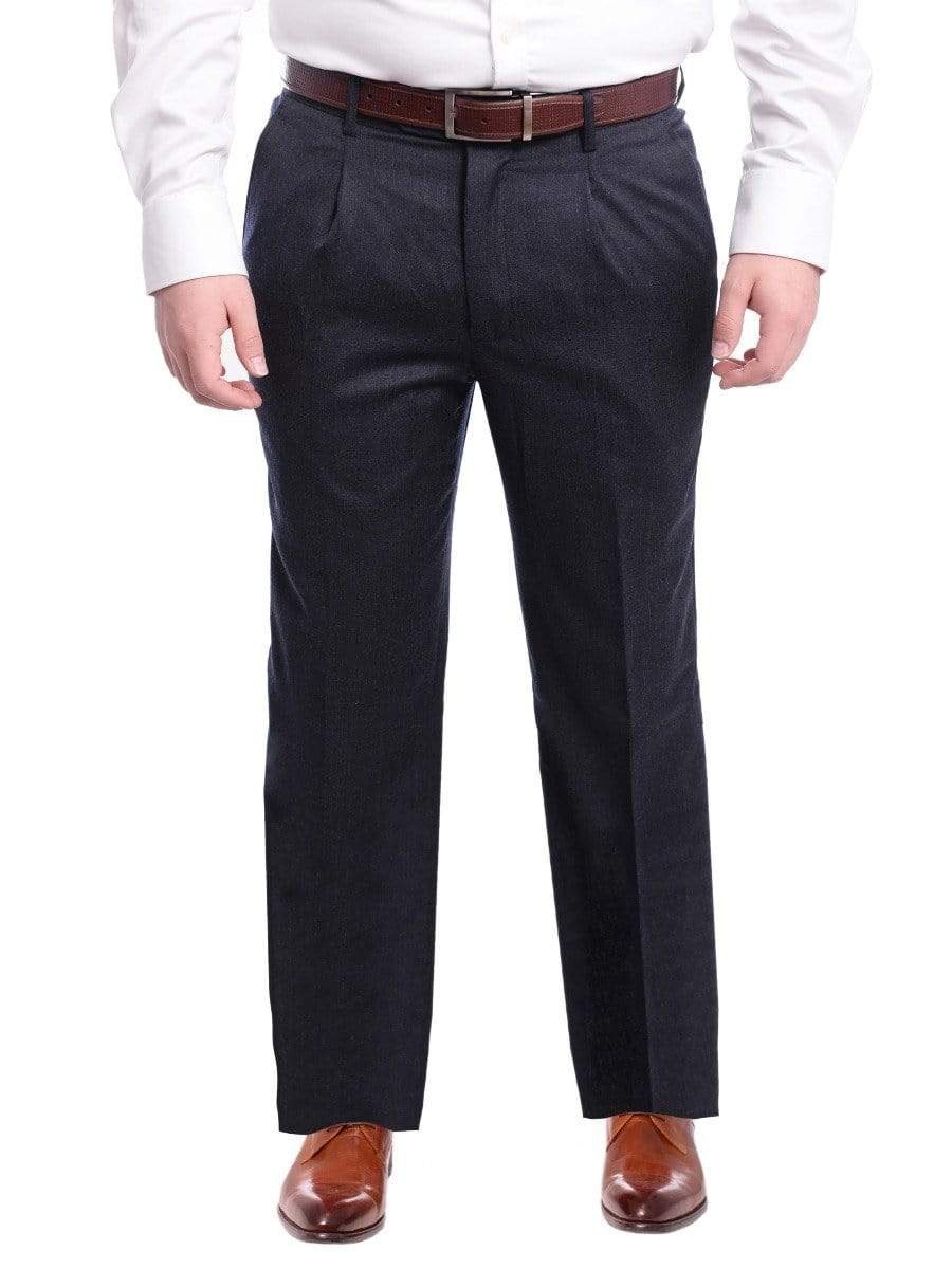 Arthur Black PANTS Arthur Black Classic Fit Solid Navy Single Pleated Wool Dress Pants