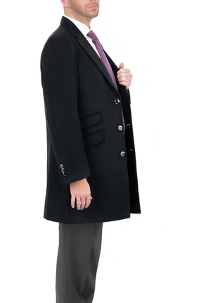 Arthur Black Sale Coats The Suit Depot Men's Wool Cashmere Single Breasted Black 3/4 Length Top Coat