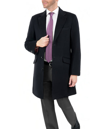 Arthur Black Sale Coats The Suit Depot Men's Wool Cashmere Single Breasted Black 3/4 Length Top Coat