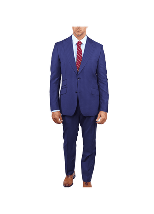 Arthur Black SUITS Arthur Black Slim Fit Blue Chalk Stripe Super 110's Reda Wool Peak Lapel Suit
