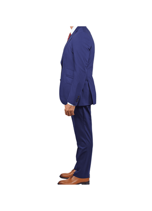 Arthur Black SUITS Arthur Black Slim Fit Blue Chalk Stripe Super 110's Reda Wool Peak Lapel Suit