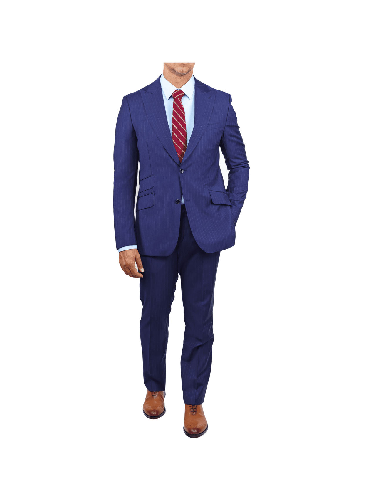 Arthur Black SUITS Arthur Black Slim Fit Blue Chalk Stripe Super 110's Reda Wool Peak Lapel Suit