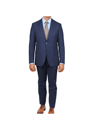 Arthur Black SUITS Arthur Black Slim Fit Blue Check Guabello Wool Light Flannel Suit