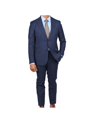 Arthur Black SUITS Arthur Black Slim Fit Blue Check Guabello Wool Light Flannel Suit