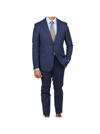 Thumbnail for Arthur Black SUITS Arthur Black Slim Fit Blue Check Guabello Wool Light Flannel Suit