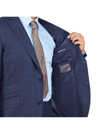 Arthur Black SUITS Arthur Black Slim Fit Blue Check Guabello Wool Light Flannel Suit