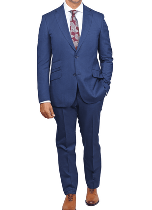 Arthur Black SUITS Arthur Black Slim Fit Blue Textured Natural Stretch Barberbis Worsted Wool Suit