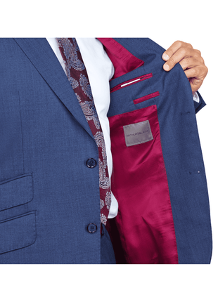 Arthur Black SUITS Arthur Black Slim Fit Blue Textured Natural Stretch Barberbis Worsted Wool Suit