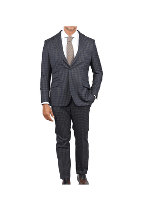 Arthur Black SUITS Arthur Black Slim Fit Grey Blue Check Light Flannel Reda Wool Suit