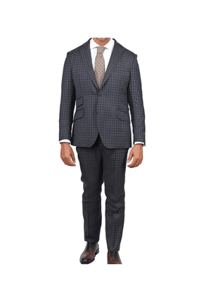 Arthur Black SUITS Arthur Black Slim Fit Grey Blue Check Light Flannel Reda Wool Suit