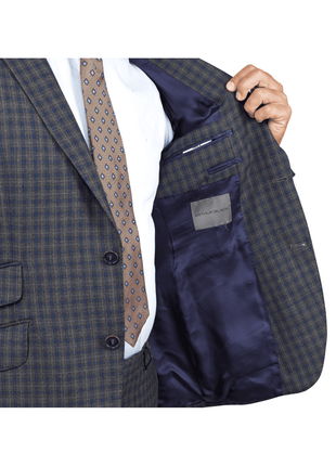 Arthur Black SUITS Arthur Black Slim Fit Grey Blue Check Light Flannel Reda Wool Suit