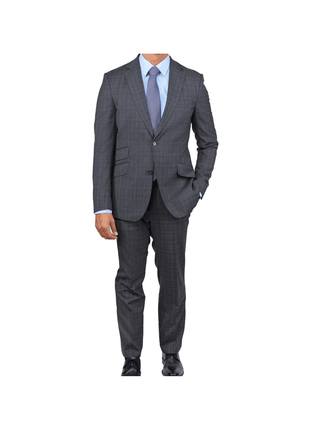 Arthur Black SUITS Arthur Black Slim Fit Grey Glen Plaid Zignone Worsted Wool Suit