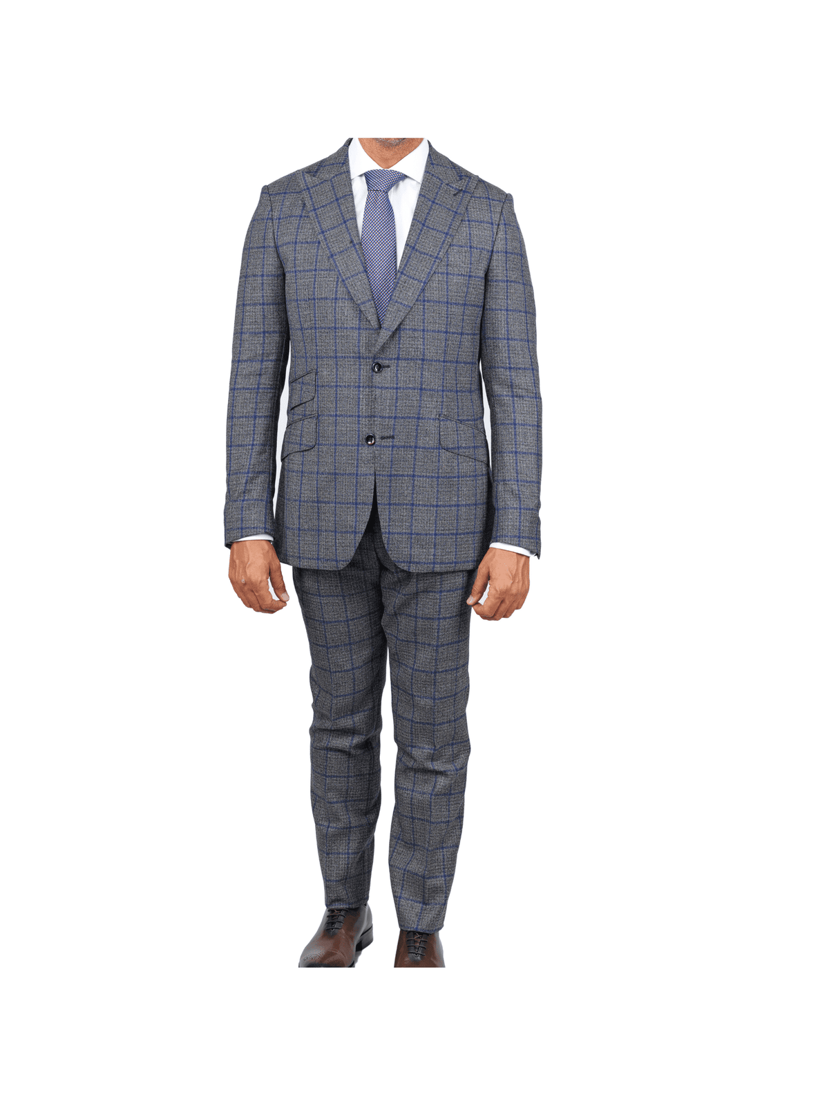 Arthur Black SUITS Arthur Black Slim Fit Grey Textured Marzotto Wool Peak Lapel Suit