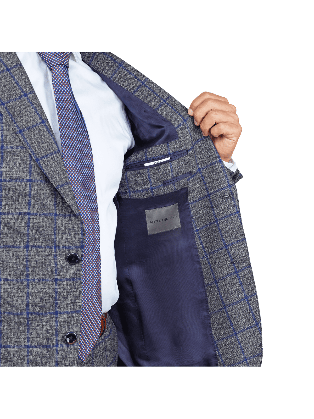 Arthur Black SUITS Arthur Black Slim Fit Grey Textured Marzotto Wool Peak Lapel Suit