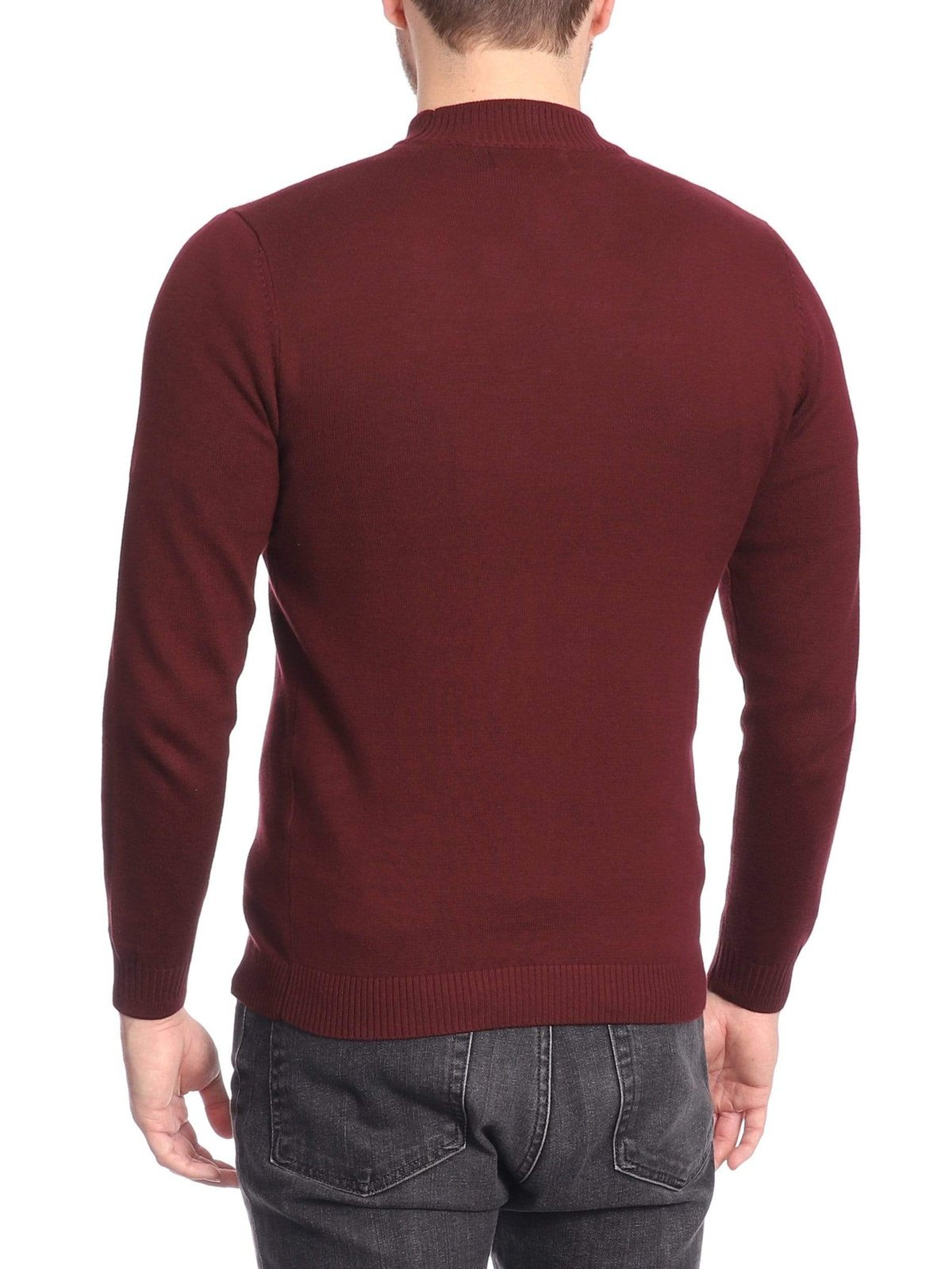 Arthur Black SWEATERS Arthur Black Men&#39;s Solid Burgundy Pullover Cotton Blend Mock Neck Sweater Shirt