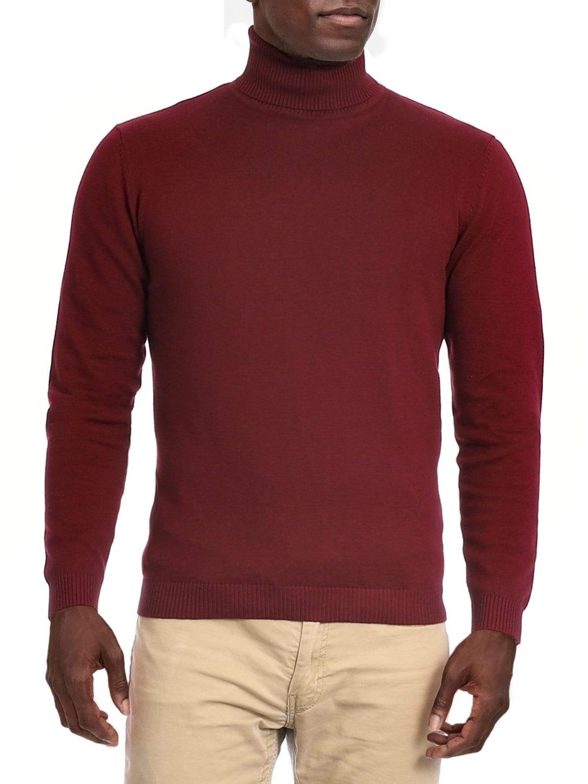 Arthur Black SWEATERS Arthur Black Men's Solid Burgundy Pullover Cotton Blend Turtleneck Sweater Shirt