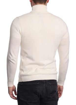 Arthur Black SWEATERS Arthur Black Men's Solid Cream Pullover Cotton Blend Turtleneck Sweater Shirt