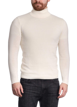 Arthur Black SWEATERS Arthur Black Men's Solid Cream Pullover Cotton Blend Turtleneck Sweater Shirt