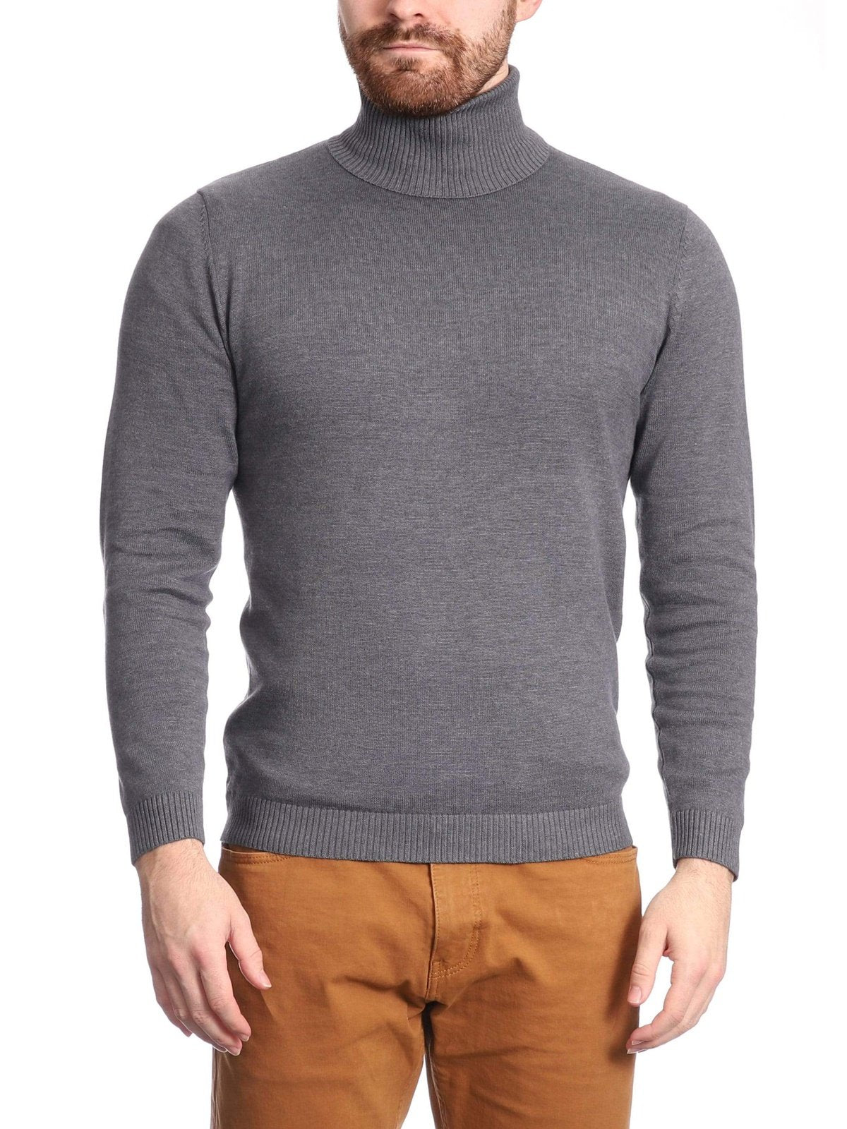 Arthur Black Solid Light Gray Pullover Cotton Blend Turtleneck