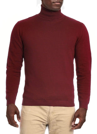 Arthur Black SWEATERS XXL Arthur Black Men's Solid Burgundy Pullover Cotton Blend Turtleneck Sweater Shirt